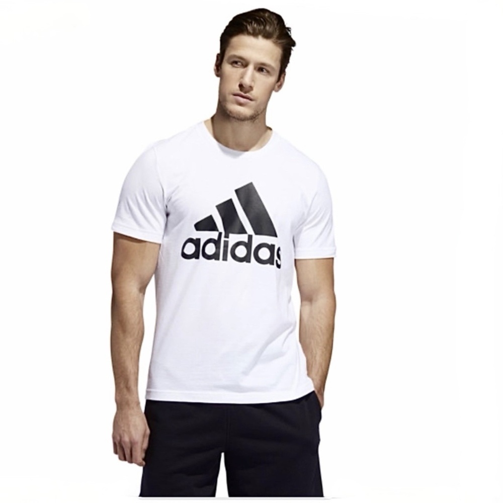 Adidas Men’s Amplifier White Black Logo Short Sleeve Cotton Tee Shirt Size M